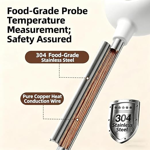 Instant Food Thermometer Digital with ±0.5℉ Precision, Large LCD Display, Food-Grade Silicone/Probe, for Making Milk Powder, Pour-Over Coffee, Kitchen Cooking and Baking Essentials Accessories - Pink