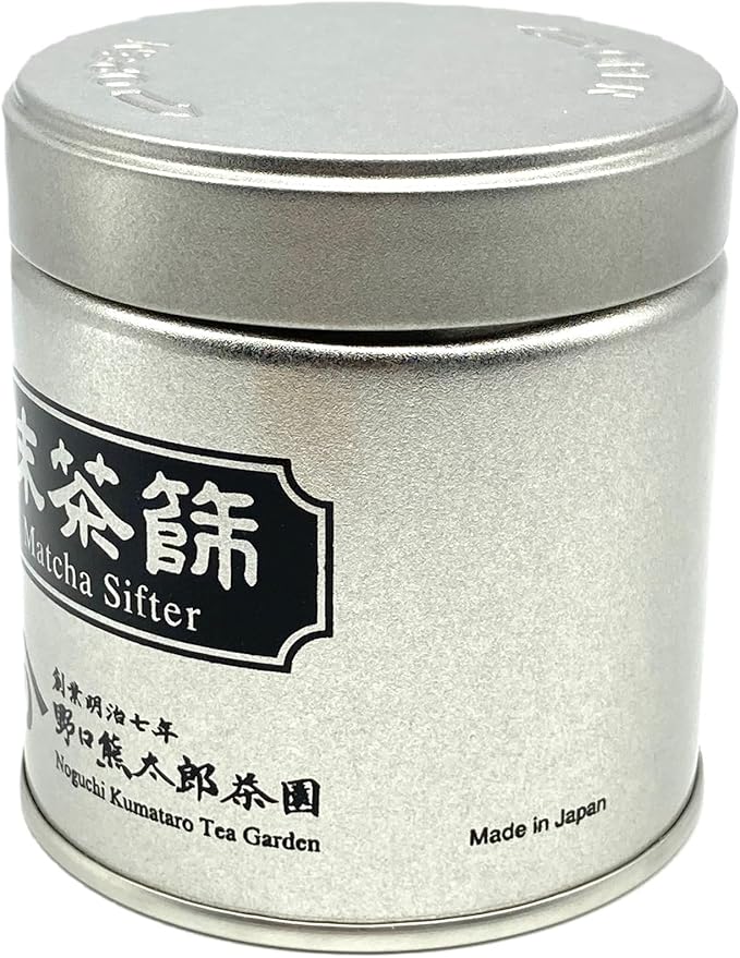 Matcha Sifter Tin with Mesh Sifter and Wooden Tea Spoon/Screw Lid/About 70g (2.5ounces) Matcha Capacity/Made in japan