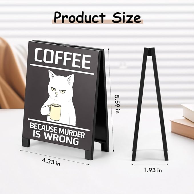 Coffee Bar Accessories Decor: Black Coffee Station Corner Decorations Sign for Kitchen Office Tabletop Shelf