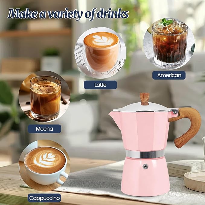 3 Cup Moka Pot Aluminum 150ml Italian Coffee Maker Stovetop Espresso CoffeeMakers Mocha Pot Percolator for Electric Ceramic Stove Classic Greca Cafe Makers Portable for Easy Brewing