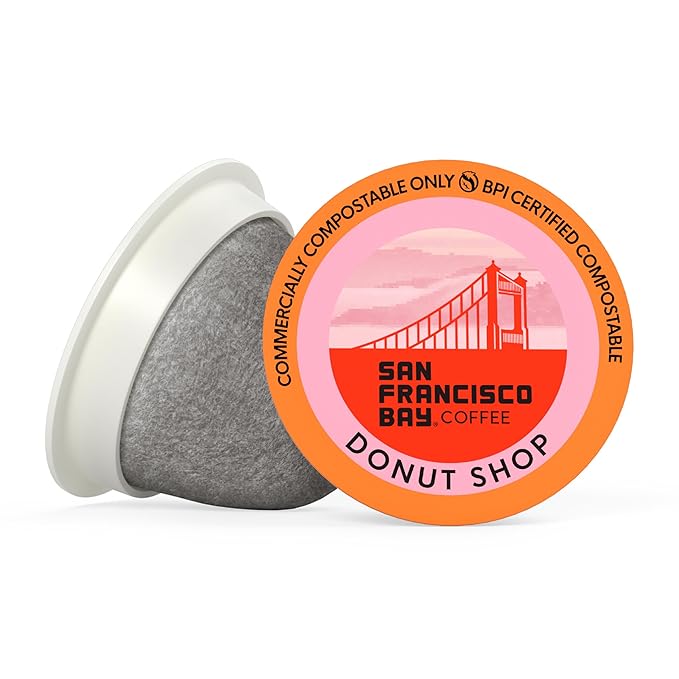 San Francisco Bay Compostable Coffee Pods - Donut Shop (120 Ct) K Cup Compatible including Keurig 2.0, Light Roast