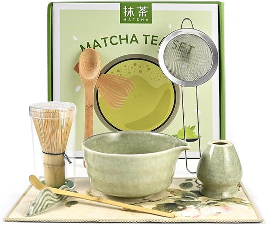 Matcha Whisk Set, 8 PCS Matcha Bowl Set with Whisk and Tea Scoop - Traditional Matcha Kit for Authentic Matcha Preparation, Perfect for Gift