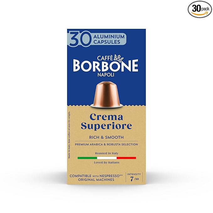 Caffè Borbone Crema Superiore Aluminum Capsules Compatible with Nespresso Original Machines, Medium Roast, 30 Count