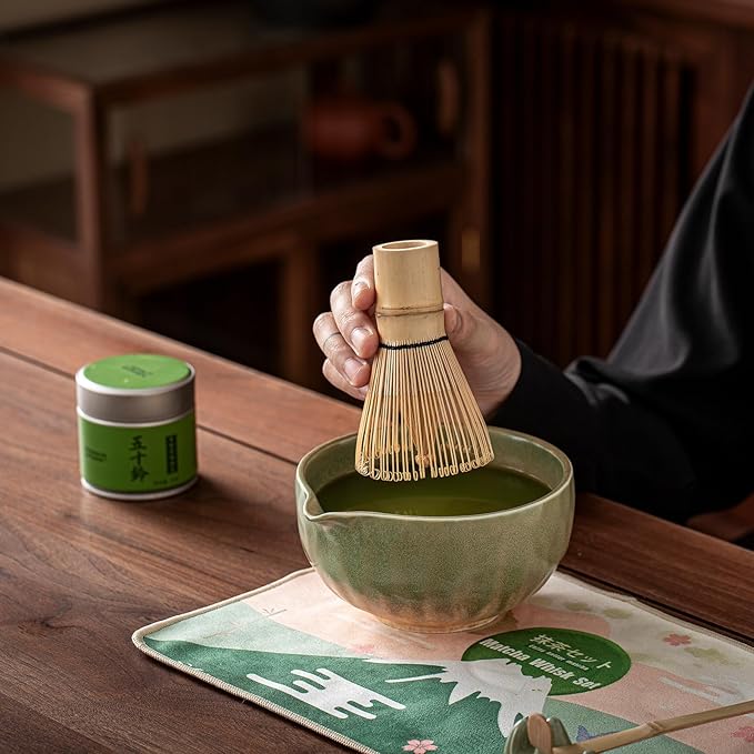Clay&Fire Matcha Whisk Set，9 Pcs Ceramic Matcha Set, 15 OZ Matcha Bowl with Spout and Whisk for Friend, Ideal Gift for Matcha Lover（Starry）