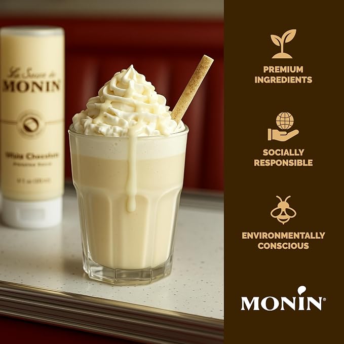 Monin - Gourmet White Chocolate Sauce, Creamy and Buttery, Great for Desserts, Coffee, and Snacks, Gluten-Free, Non-GMO (12 Ounce) - Image 4
