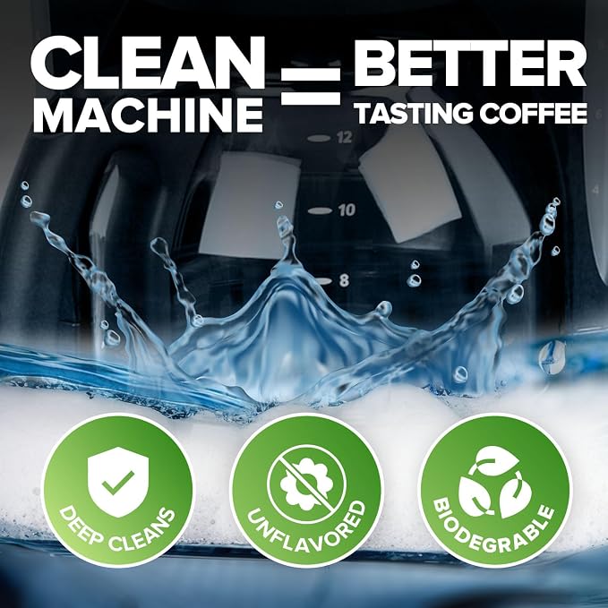 Renuv® Coffee Maker Cleaner & Descaler Tablets, 12 Uses for Keurig, Ninja, Breville, Delonghi, Nespresso, Miele, Jura, Mr Coffee, Cuisinart Descaling Solution for Coffee Pot Maker & Espresso Machines - Image 4