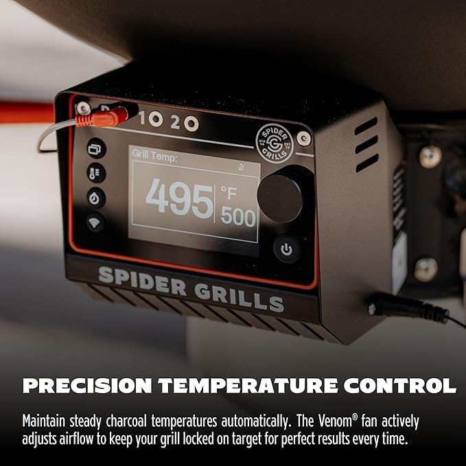 Spider Grills Venom Fan-Powered Temperature Controller with Wi-Fi and App Control for Weber Kettle Grills