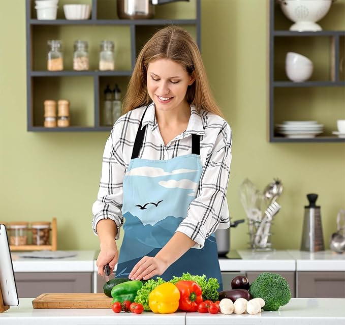 Mountain Landscape Apron for Women Men, Adjustable Apron Cooking Kitchen Chef Apron for Home Kitchen, Baking Gardening BBQ, Coffee House, Restaurant - Image 5