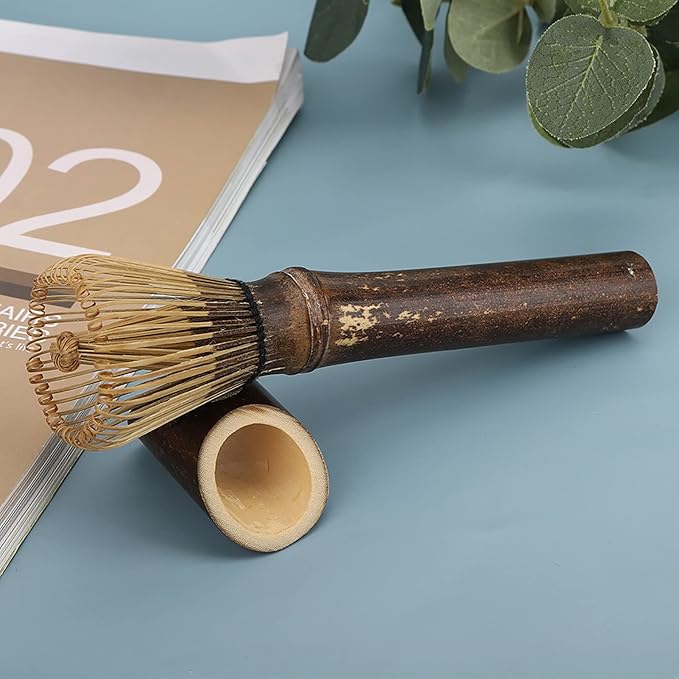 Matcha Whisk Set,Long Handle Bamboo Matcha Whisk,Traditional Natural Bamboo Chasen Matcha Green Tea Whisk Long Handle Powder Brush Tool(purple)
