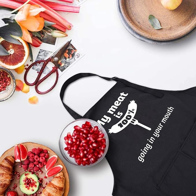 Rosoz Funny BBQ Black Chef Aprons for Men, Adjustable Kitchen Cooking Aprons for Men, Dad, Husband - Birthday, Father's Day - Image 5
