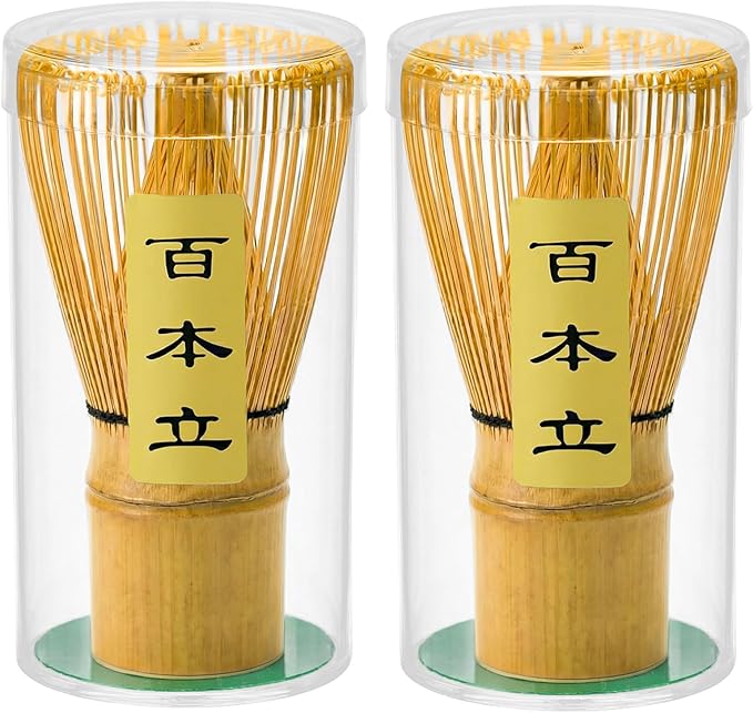 Clay&Fire Matcha Whisk, 2 Pack Handcrafted Bamboo Whisk for Matcha Powder, Traditional Japanese Chasen for Matcha Stirrer, 100% Natural Matcha Wisk
