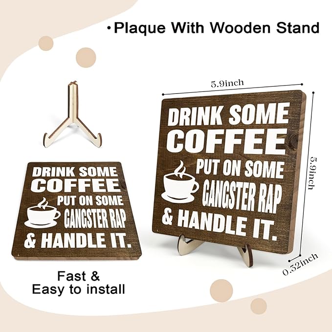 Coffee Bar Sign Plaque, Coffee Signs for Coffee Station, Vintage Coffee Sign Decor for Kitchen, Coffee Bar Accessories, Farmhouse Cafe Sign