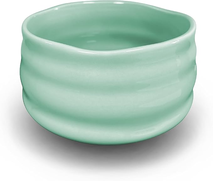 Ceramic Matcha Bowl, Handmade Japanese Green Tea Cup,Matcha Whisk Bowl For Ceremony Chawan 500ml 17oz (Light greenish blue)