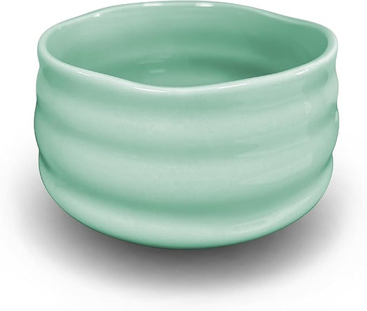 Ceramic Matcha Bowl, Handmade Japanese Green Tea Cup,Matcha Whisk Bowl For Ceremony Chawan 500ml 17oz (Light greenish blue)