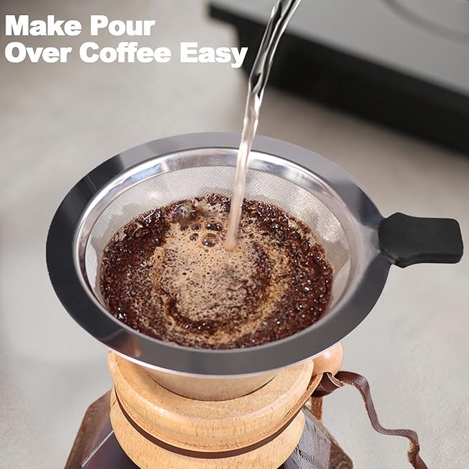 Pour Over Coffee Maker 1000ml 33.8oz Glass Drip Coffee Maker with 304 Stainless Steel Filter High Borosilicate Glass Duckbill Spout Solid Wood Handle Pour Over Coffee Dripper for Daily Brewing