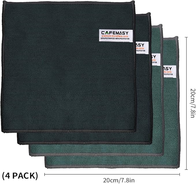 CAFEMASY Barista Towels Espresso Machine Accessories - 4 Pack Premium Absorbent Barista Cloth 8"x 8" Microfiber Coffee Machine Steam Wand Cleaning Rag Coffee Towel for Espresso Bar - Image 2