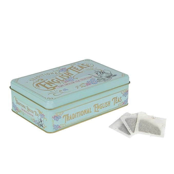 Vintage Victorian Tea Tin with 72 Assorted Fine English Teabags
