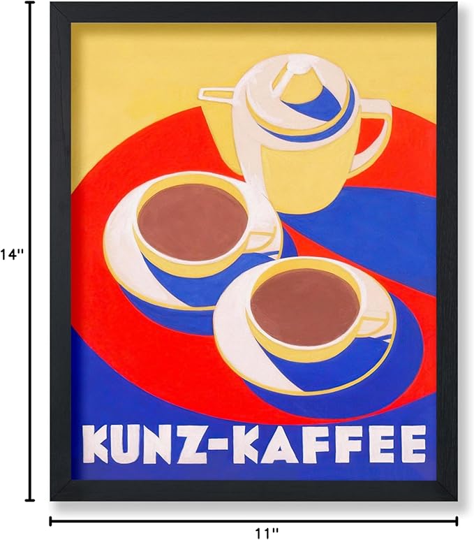 Poster Master Vintage Food & Drink Poster - Retro Colorful Coffee Print - Café Wall Art - Gift for Barista, Coffee Lovers, Café Owner - Decor for Dining Room, Kitchen, 11x14 Black Framed