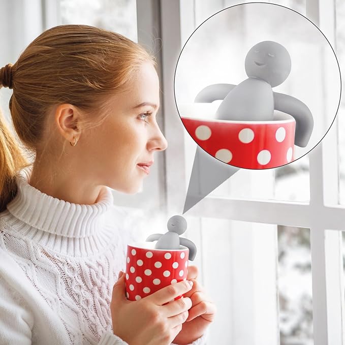 Hicarer 1 Piece Tea Infuser for Loose Tea Cute Fine Mesh Strainer Stainless Steel Filter Ball Diffuser Steeper for Teacups Teapots (Gray)