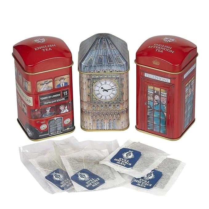 British Heritage Big Ben 3x Mini Tea Tin Gift Pack with 28 Teabags