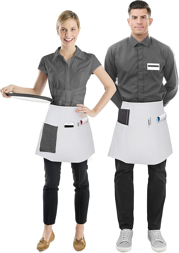 Utopia Wear 4 Pack Server Aprons with 3 Pockets, Waiter and Waitress Waist Aprons for Women with Pockets, Men Short Aprons