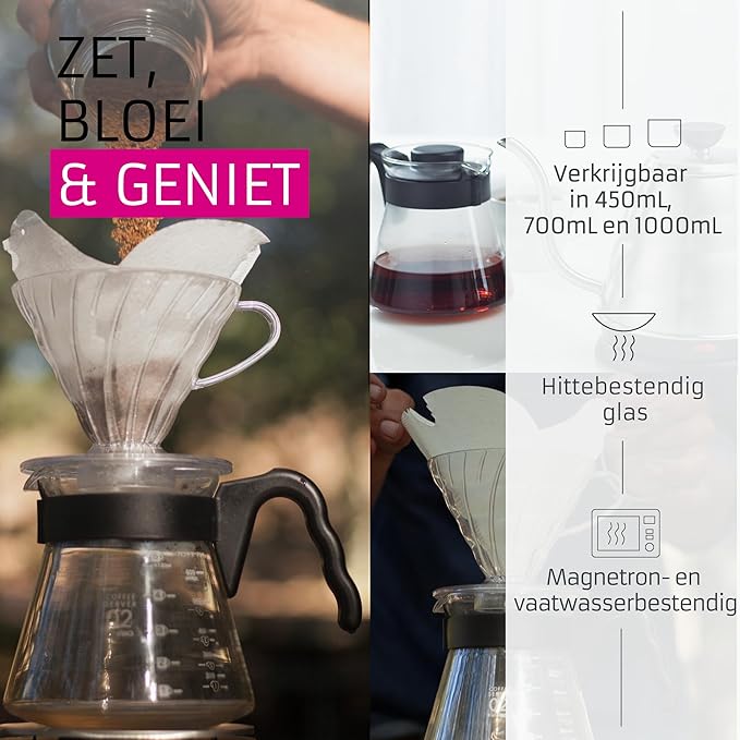Hario V60 Glass Coffee Server, 450ml, Black