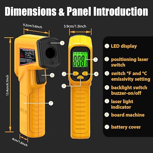 FKM Infrared Thermometer Gun High Precision 13-Point Laser Non-Contact Laser Temperature Gun,-58°F~1112°F,Digital IR Temp Gun for Cooking,Griddle,Oven,Food,HVAC,Automotive,Industrial Tool-2026 Upgrade