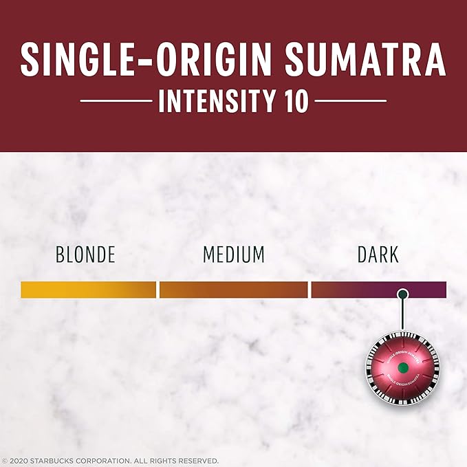 Starbucks by Nespresso Vertuo, Single-Origin Sumatra, Dark Roast Coffee, 32-count Coffee Pods, Brews 7.8 oz.
