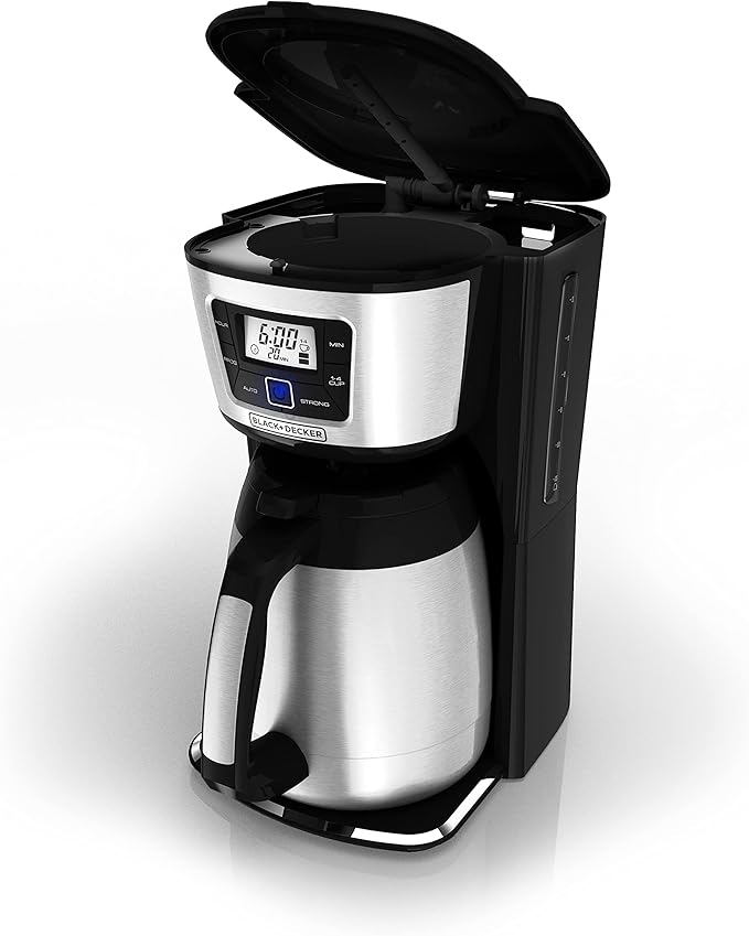 BLACK+DECKER 12-Cup Thermal Coffeemaker, Black/Silver, CM2035B