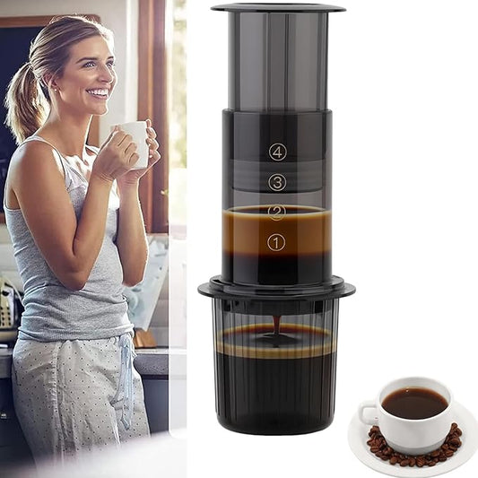 Portable Coffee Maker for Camping & Travel, Aeropress Coffee Maker, Manual Espresso Machine Coffee Press – 3 In 1 Brew Method Combines French Press, Espresso, Full Bodied Coffee Without Grit