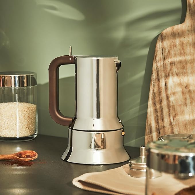 Alessi 9090/M - Design Stovetop Espresso Coffee Maker, 18/10 Stainless Steel, Mirror Polished, 10 cups