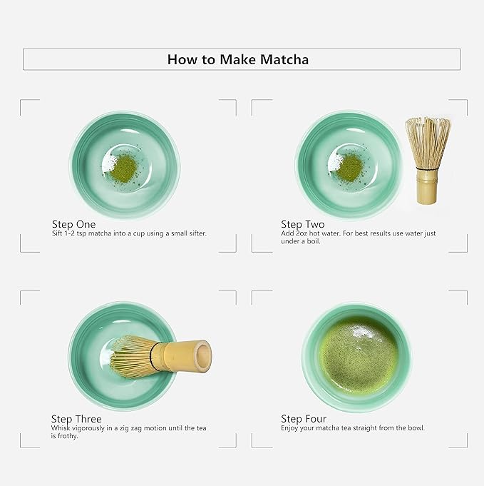 Ceramic Matcha Bowl, Handmade Japanese Green Tea Cup,Matcha Whisk Bowl For Ceremony Chawan 500ml 17oz (Light greenish blue)