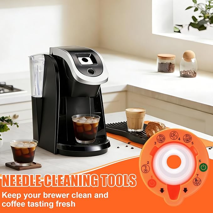 2 Pack Needle Cleaning Tools Compatible With Keurig 2.0 Coffeemakers No More Coffee Grounds Left In Coffee Or Semi-Finished Coffee(Orange)
