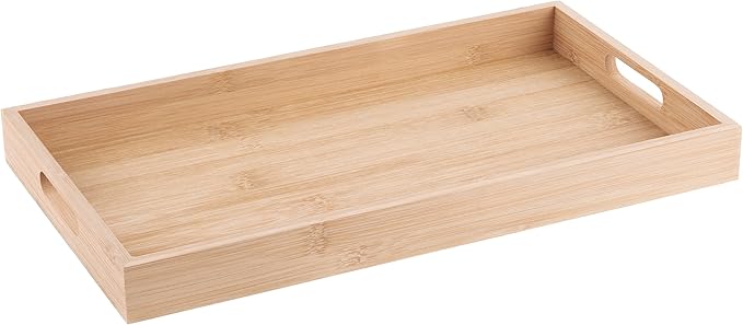 Bamboo Serving Tray Bamboo Decor - Five Piece Nested Breakfast Bamboo Tray - Wood Crafts Trays for Organizing | Bathroom Tray - Food Trays for Party Buffet Montessori Wooden Trays for Serving