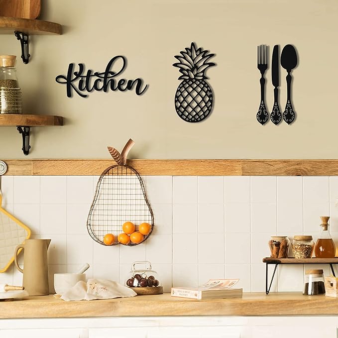 4eN Kitchen Wall Sign – Modern MDF Wooden Wall Decor for Kitchen & Dining Area – Minimalist Farmhouse Kitchen Decoration-5 Pieces