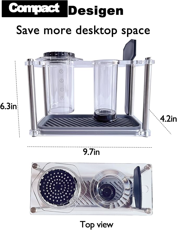 Organizer Stand for AeroPress holder Compact Storage for AeroPress Original Clear(Not For XL) Includes Dripper Mats