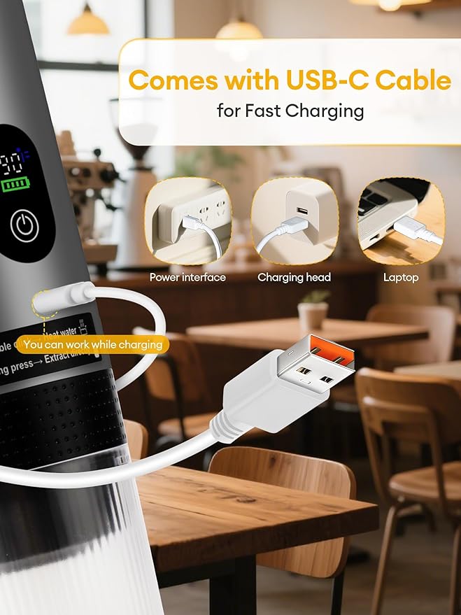 Upgraded 3 in1 Portable Espresso Machine with LED Display,20 Bar Pressure,Real-Time Temp&Battery Indicator,Portable Coffee Maker Compatible with Ground Coffee & Capsules, for Travel,Home & Office