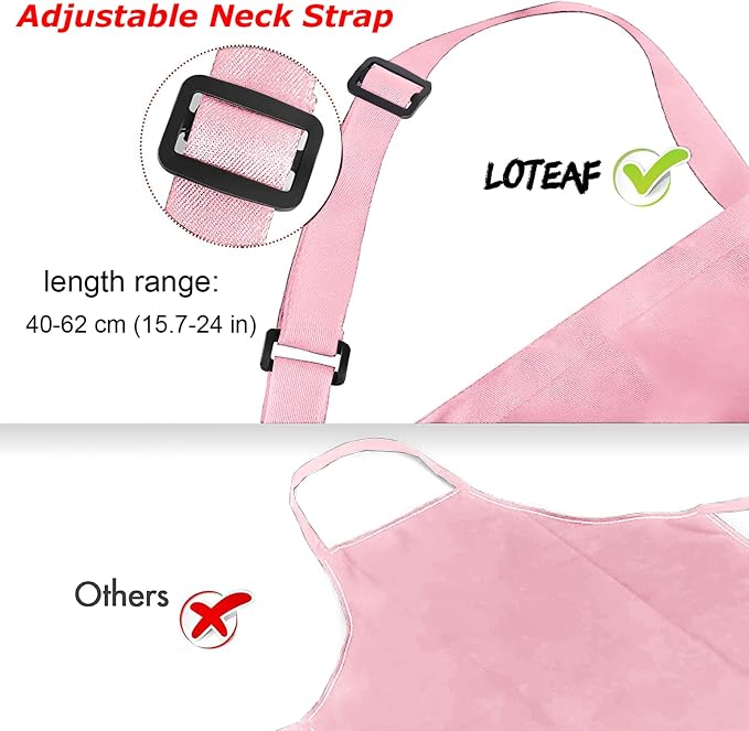 4 Packs Chef Apron with 2 Pockets, Waterproof Adjustable Apron for Men Women Perfect for Kitchen Cooking Baking Gardening Restaurant BBQ Coffee House, Professional Apron (Pink) - Image 4