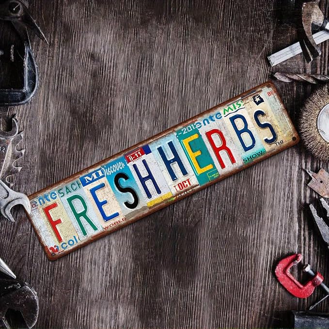 Fresh Herbs Metal Sign - Vintage Aluminum Tin Plaque 4x16 Inch - Kitchen Garden Cafe Wall Decor– Vintage Kitchen Wall Sign - Image 6