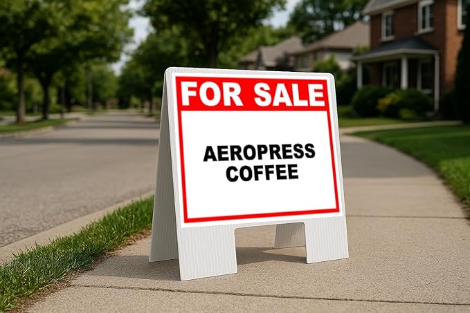Aeropress Coffee For Sale White Red Black Folding Coroplast A-Frame with Double-Sided 23in x23in