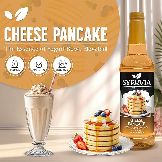 Syruvia Cheese Pancake Syrup, Natural Flavors, Syrup for Drinks, Lattes, and Desserts – 25.4 fl oz