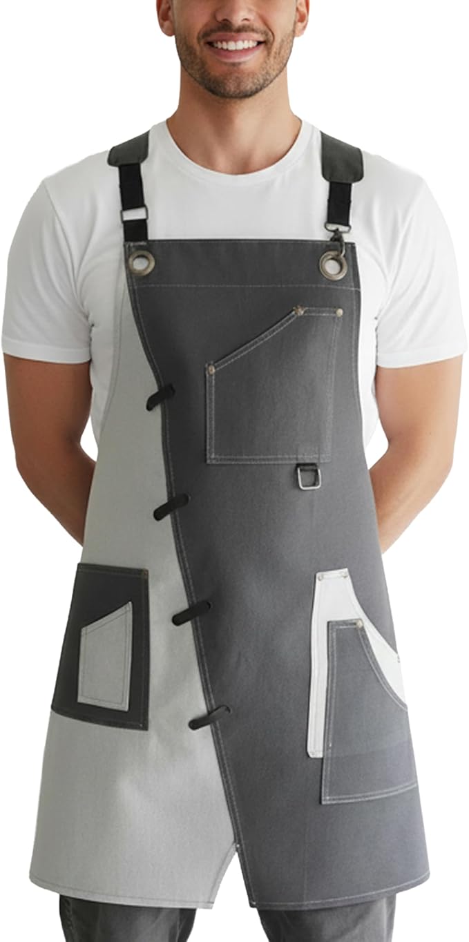 Professional Work Apron for Men & Women – 100% Cotton with waterproof Membrane, Cross Back Straps