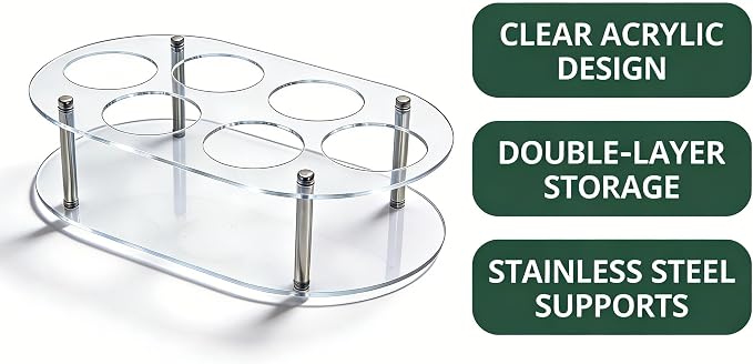 6-Bottle Acrylic Coffee Syrup Organizer, Transparent Oval Syrup Bottle Rack & Holder for Countertop, Fits Standard 16.9oz Syrup Dispensers, Perfect for Home Cafe & Kitchen - Image 4