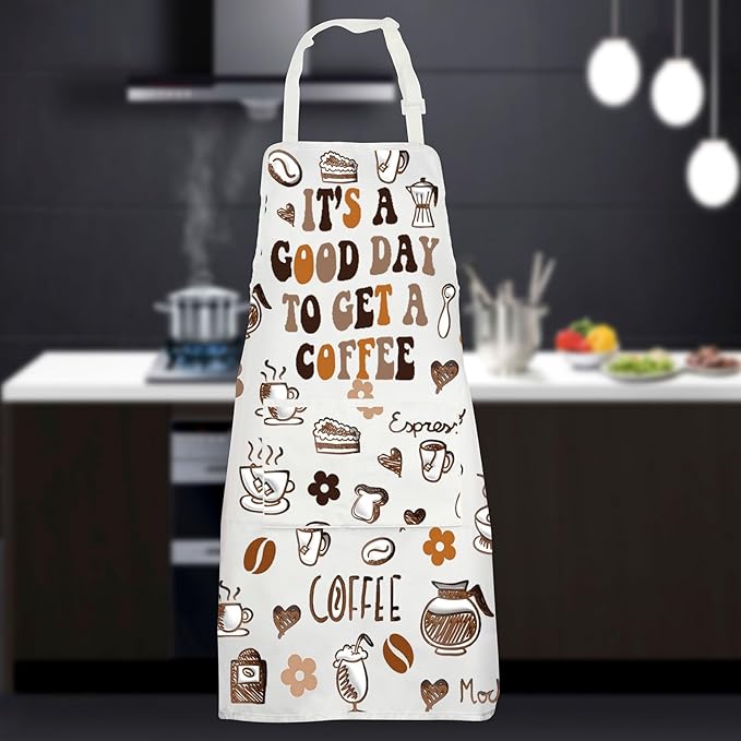 JNIAP Coffee Barista Apron Coffee Shop Apron It's A Good Day To Get A Coffee Gifts Coffee Apron For Women Men