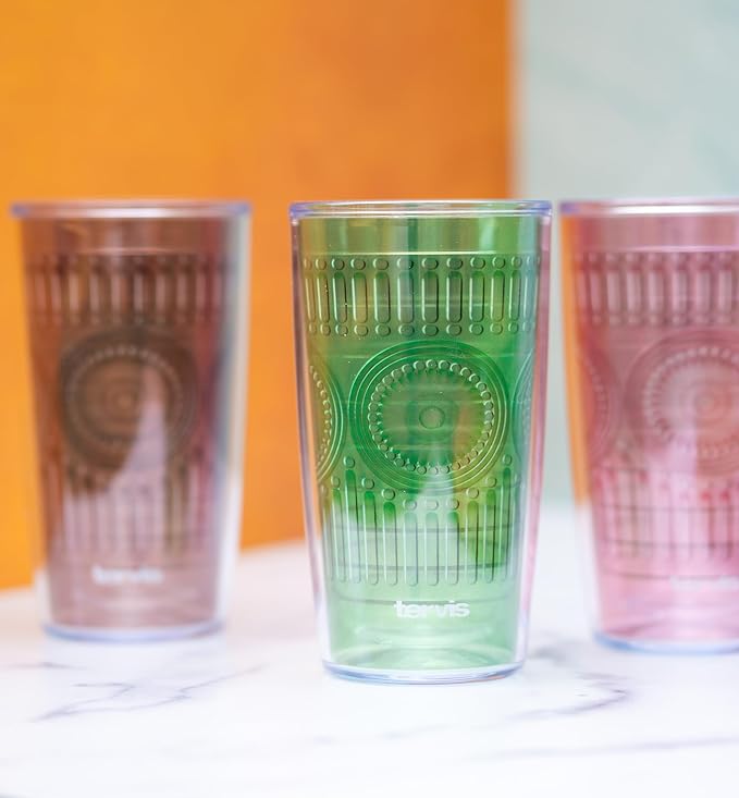 Tervis Romantic Embossed Hobnail Collection Made in USA Double Walled Insulated Tumbler Travel Cup Keeps Drinks Cold & Hot, 16oz, Mangrove Green