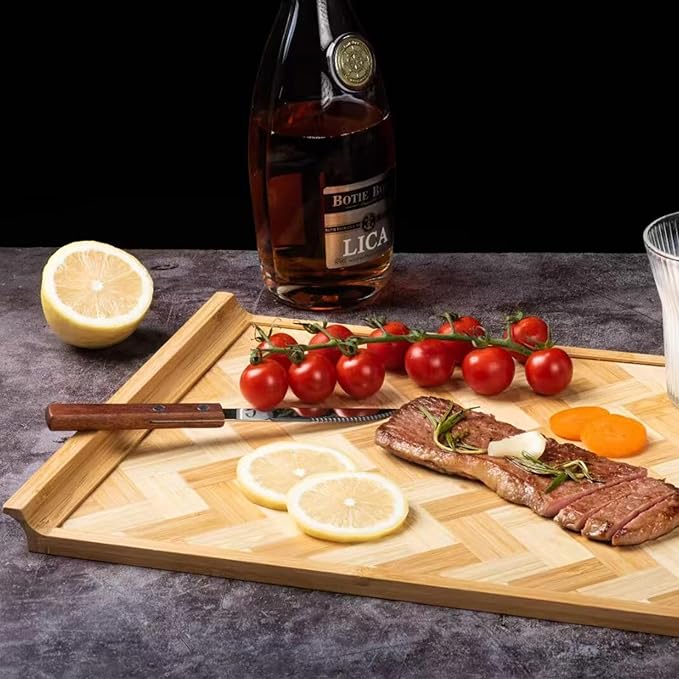 Large(18''H x 12''W) Bamboo Serving Tray are Hand-Woven - Perfect for Coffee, Eating or Party - Sturdy Serving Tray