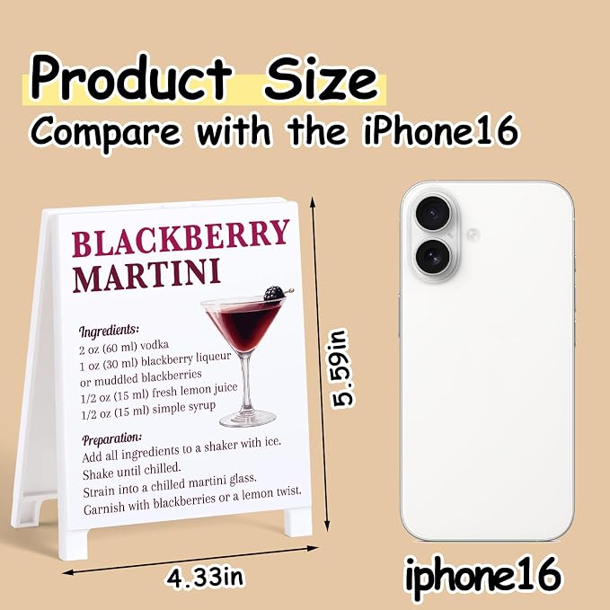 Blackberry Martini Recipe Rustic Bar Decor for Home Cafe Farmhouse Cocktail Sign for Kitchen Bar Cart Accessories Mixology Christmas Gift for Bartender Men Women Couple - 5.59 x 4.33 inch Acrylic Sign - Image 2
