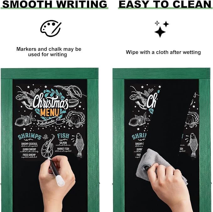 Large Sandwich A-Frame Chalkboard Sign - 40 x 20 Inches Green Magnetic Wooden Chalk Board for Sidewalk, Stand up Double-Sided Outdoor Easel Display for Restaurant Cafe Shop Wedding Party or Business - Image 4
