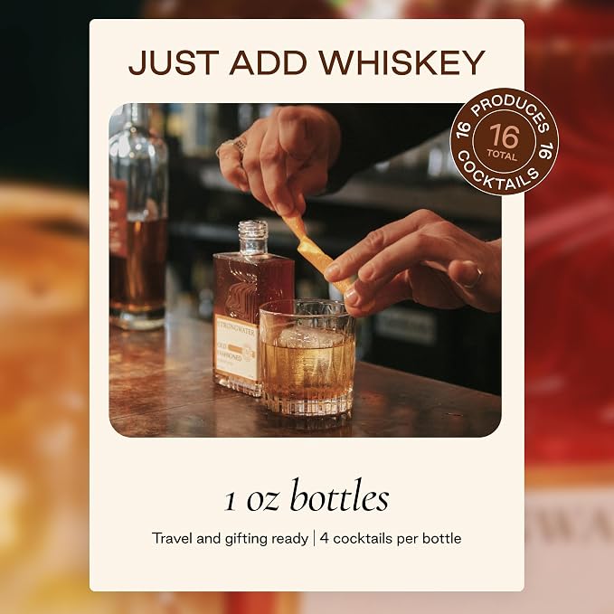 Strongwater Old Fashioned Craft Cocktail Mixer Sample 4 Pack - Makes 16 Cocktails - Handcrafted Old Fashioned Gift Set - Travel-Friendly, No Artificial Sweeteners - Just Mix with Bourbon or Whiskey - Image 7