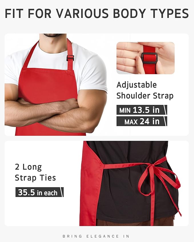 Syntus Chef Apron for Men Women Kitchen Cooking Apron with Pockets, Adjustable Bib Aprons Stain Resistant